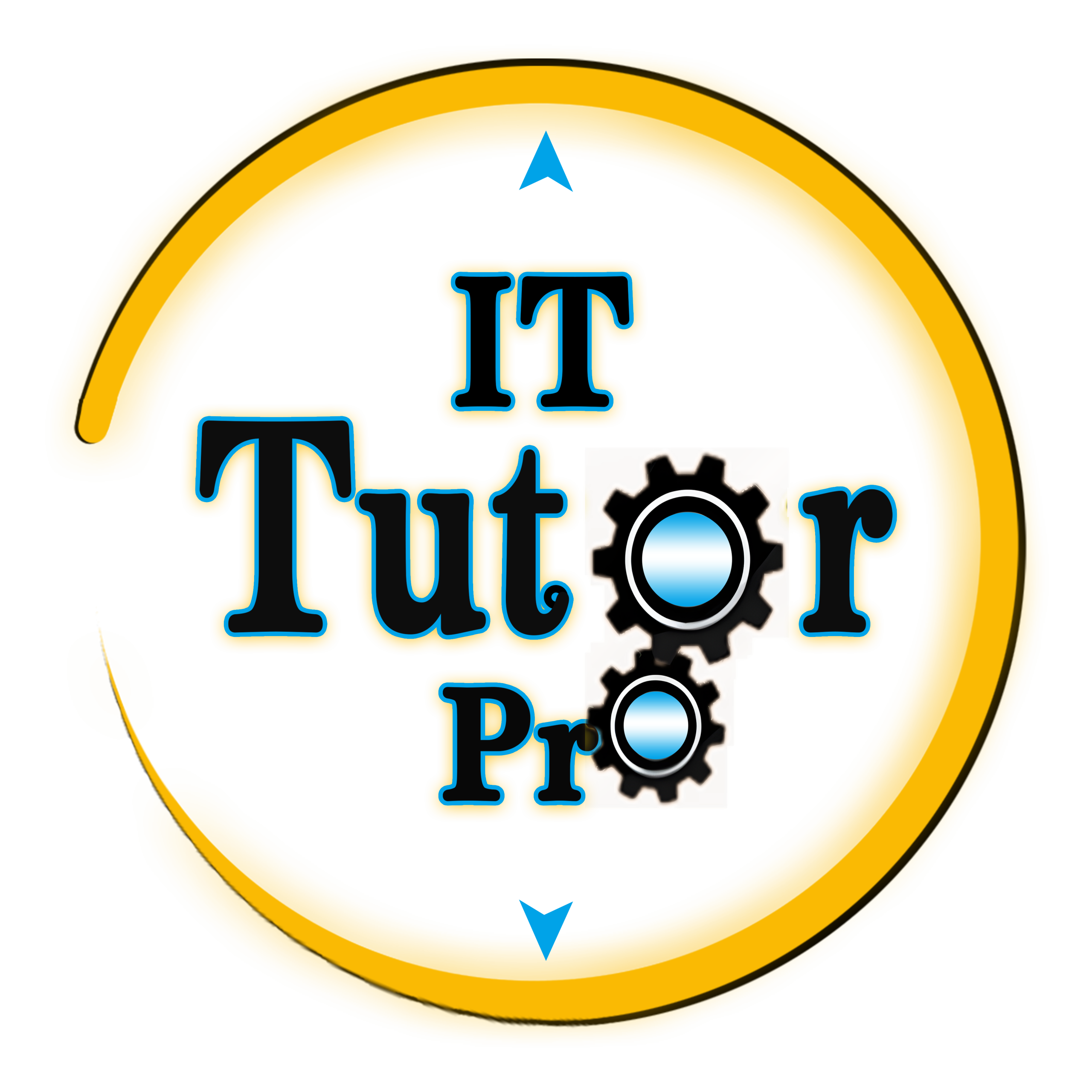 IT Tutor Pro logo featuring a circular design with gears and text, representing IT education and tutoring services.