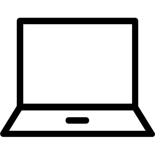 Black silhouette of a computer monitor with a keyboard and mouse in a minimalist design.
